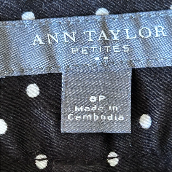 Ann Taylor Women’s Size 6 Petite Cropped Choco Brown White Polkadot Pants Slacks - Picture 8 of 14